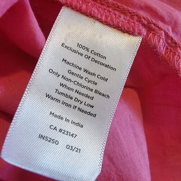 Talbots Womens Voile Balloon Sleeve Popover Top Size M Pink Parrot Beachy - Picture 9 of 9